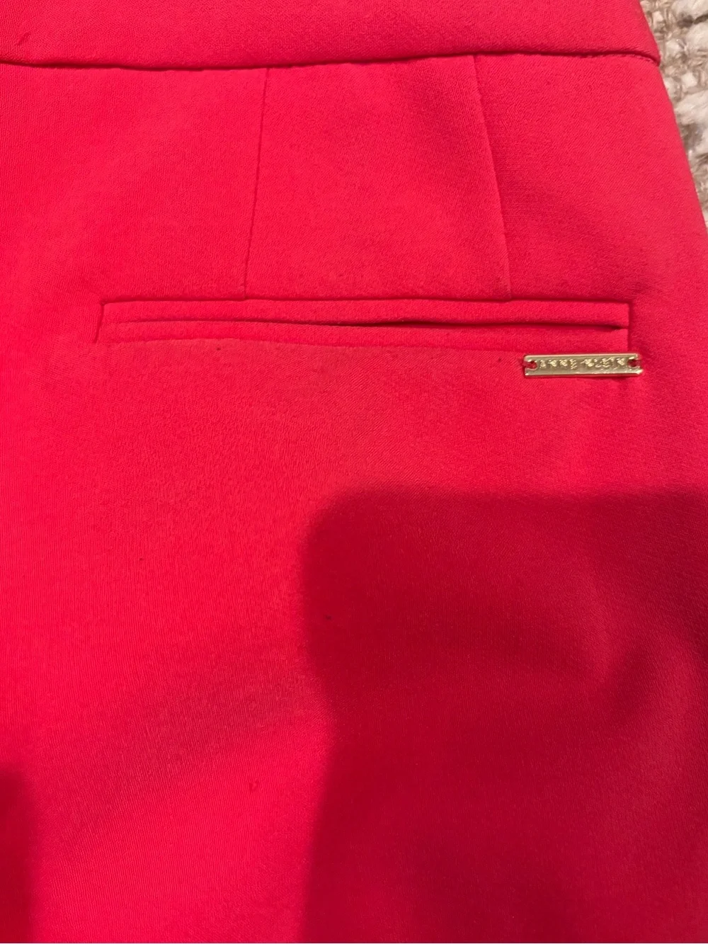 Anne Klein Red Trousers Size 10 Professional Office Pants Tailored Straight Leg